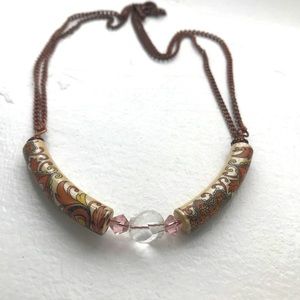 NEW Handcrafted Copper + CZ Crystal Necklace